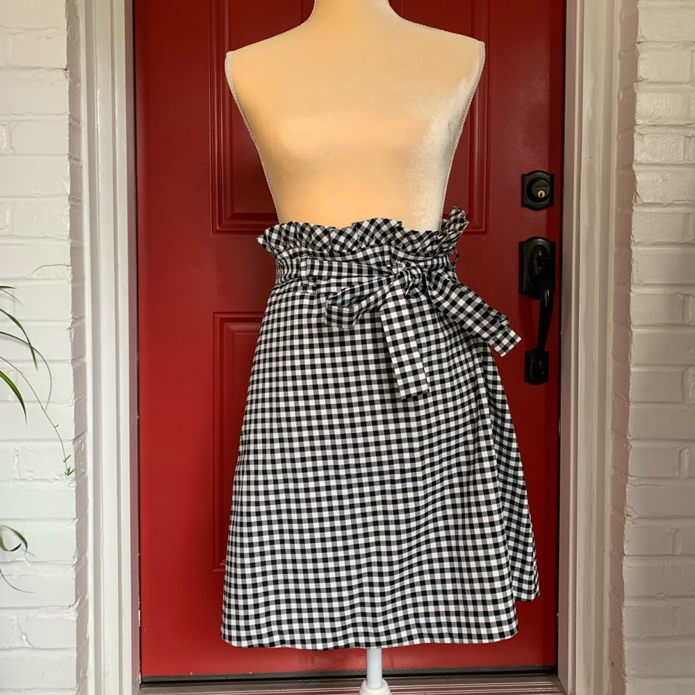 Cynthia Rowley Black/White A-line skirt with waist ruffle